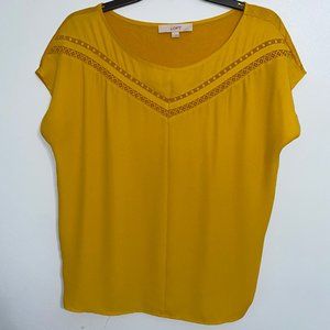 Ann Taylor LOFT mustard yellow short-sleeved top S